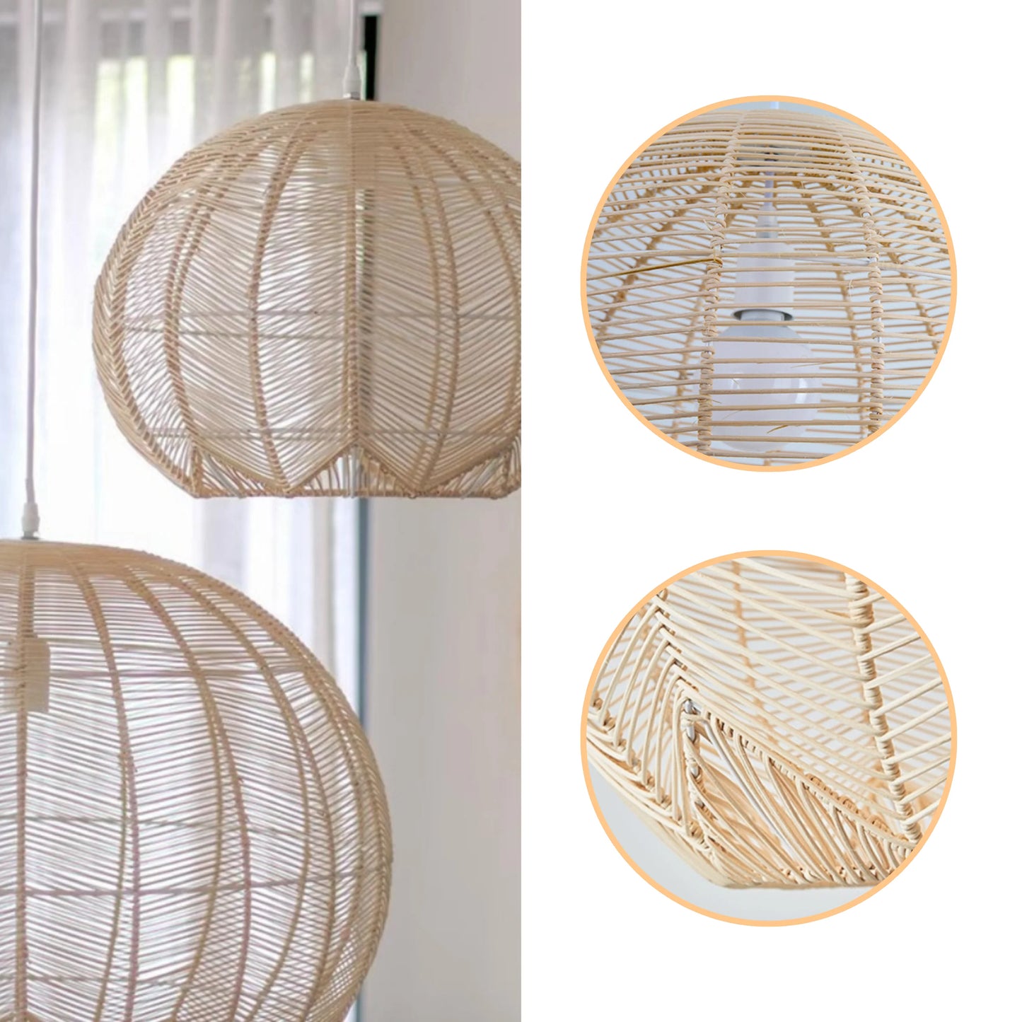 Stylish minimalist rattan pendant lamp for bedroom or living space