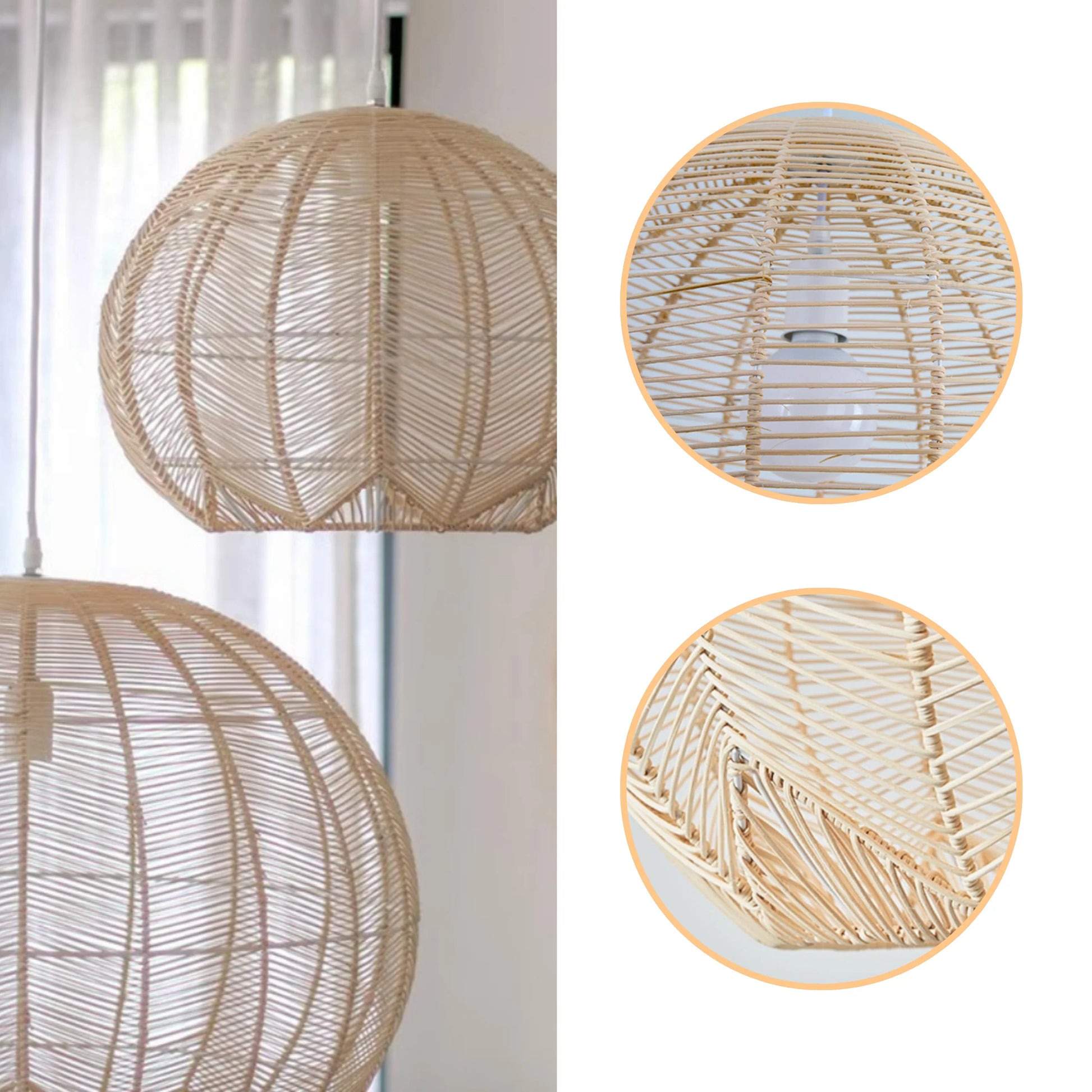 Stylish minimalist rattan pendant lamp for bedroom or living space