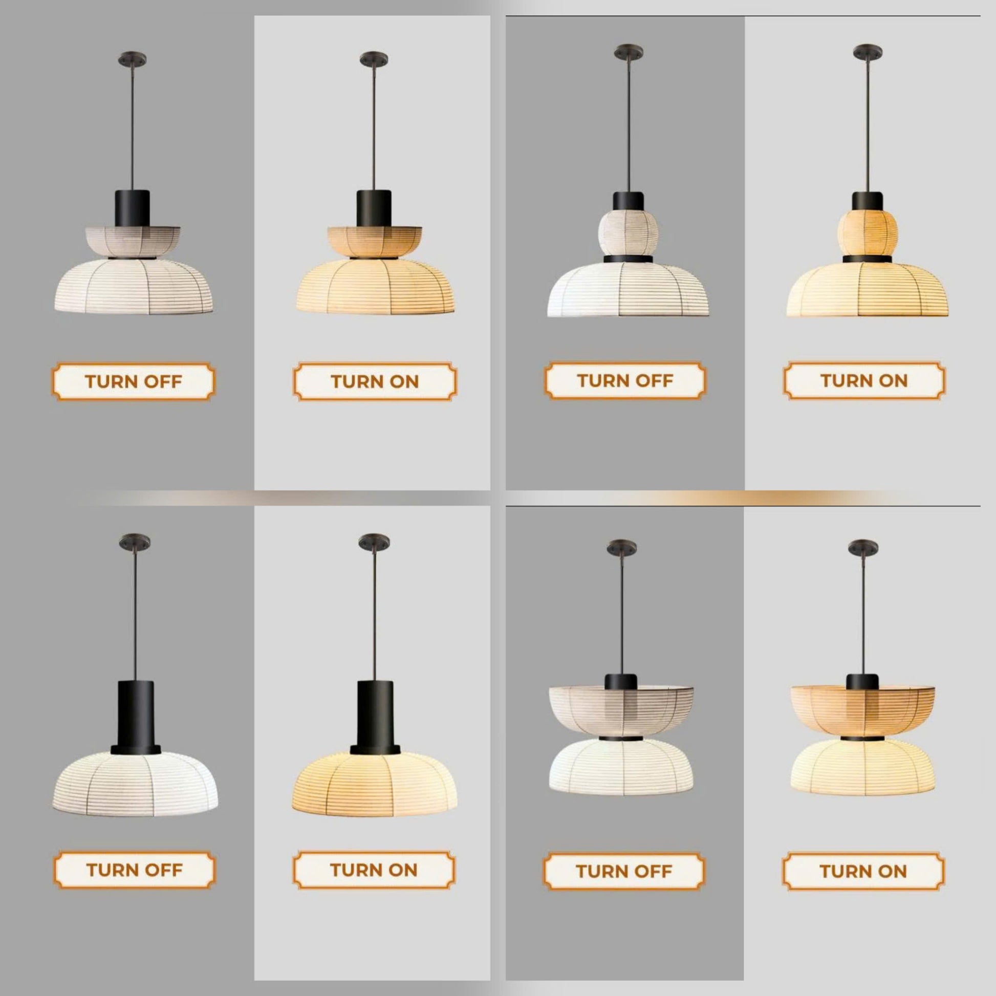 Minimalist Zen paper pendant lamps providing soft, warm, ambient lighting