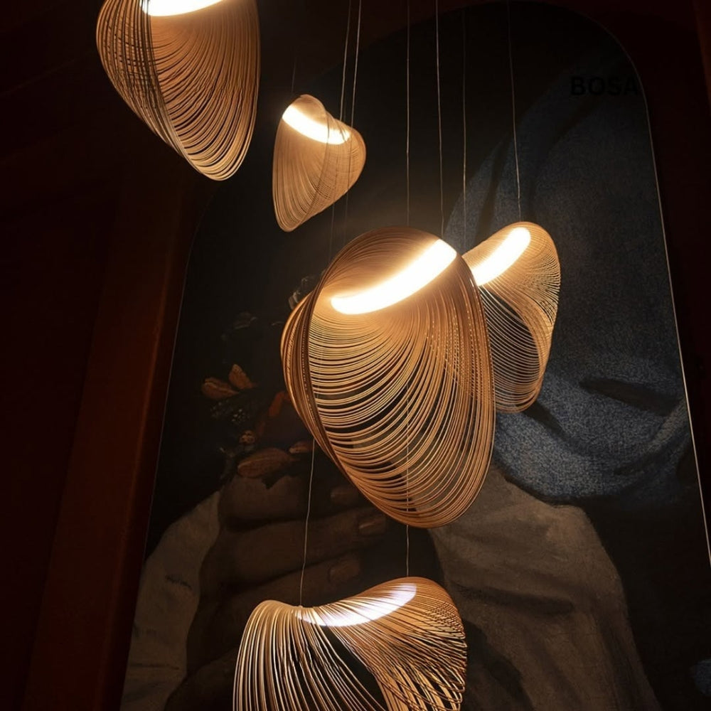 Modern abstract sculptural pendant lighting for grand high ceilings