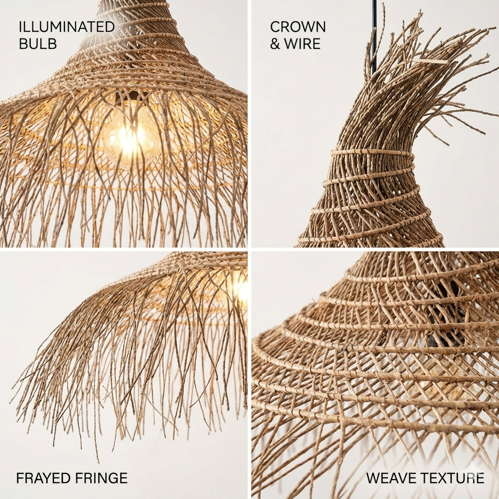 Modern farmhouse fringe hanging fixture, bringing authentic, rustic, and warm country charm to ceilings