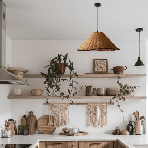Modern farmhouse rattan pendant light for stylish island workspaces