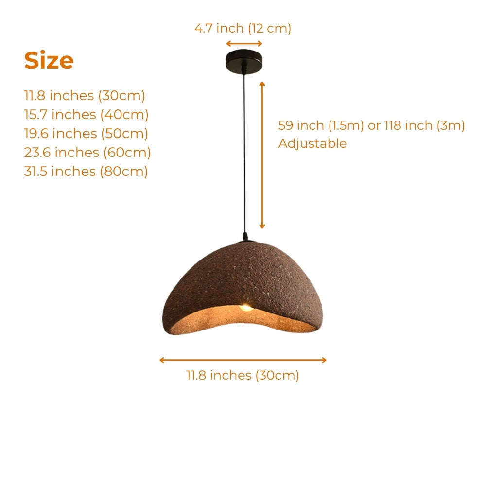 Modern Japandi earthy-toned pendant light with an organic silhouette