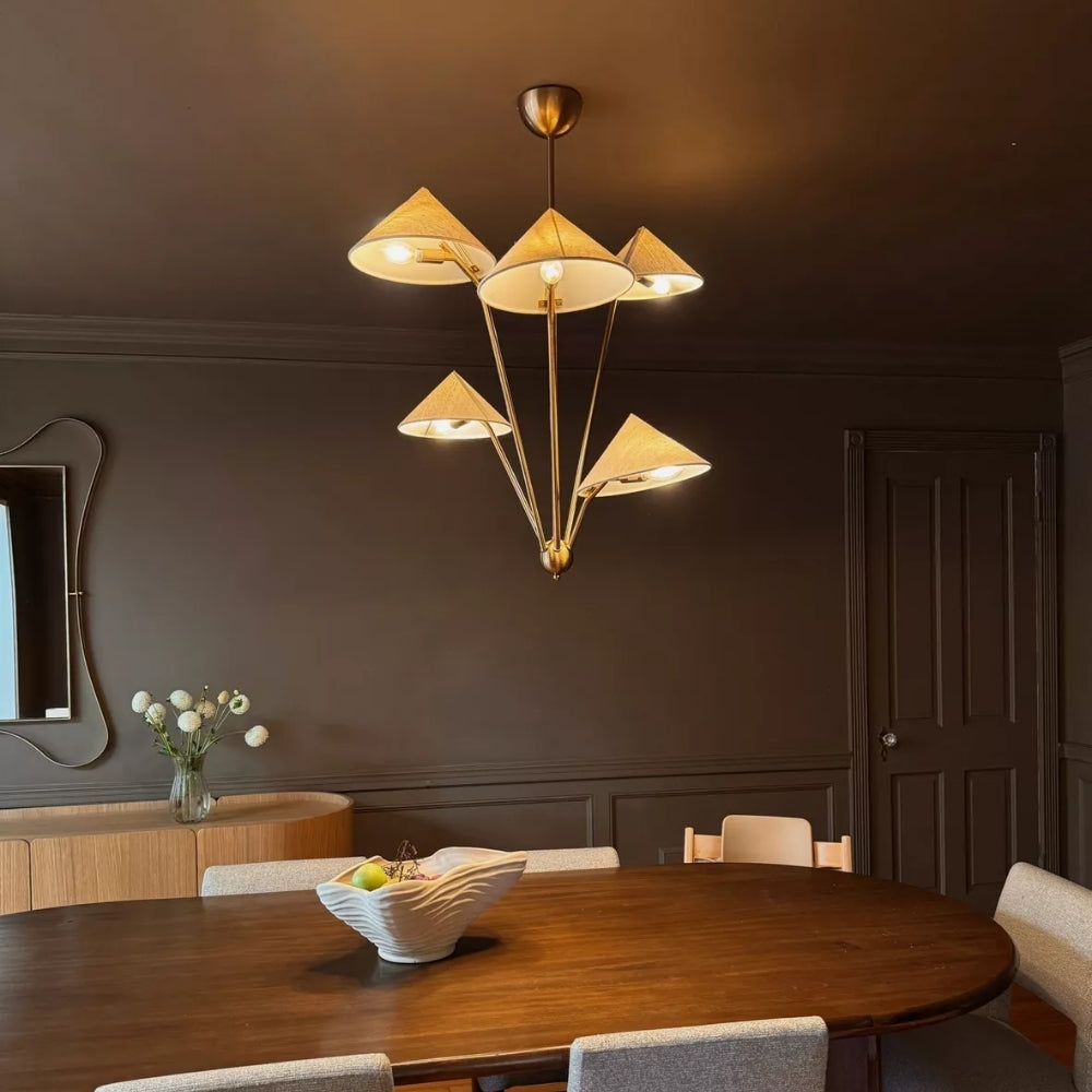Modern minimalist cone chandelier for dining table focal point