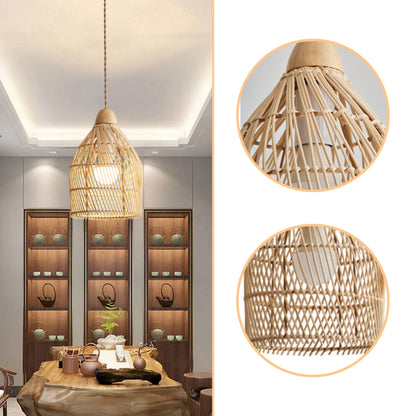 Modern minimalist woven hanging lamp for serene and organized home interiors
