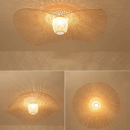 Modern Nordic style woven bamboo chandelier lamp