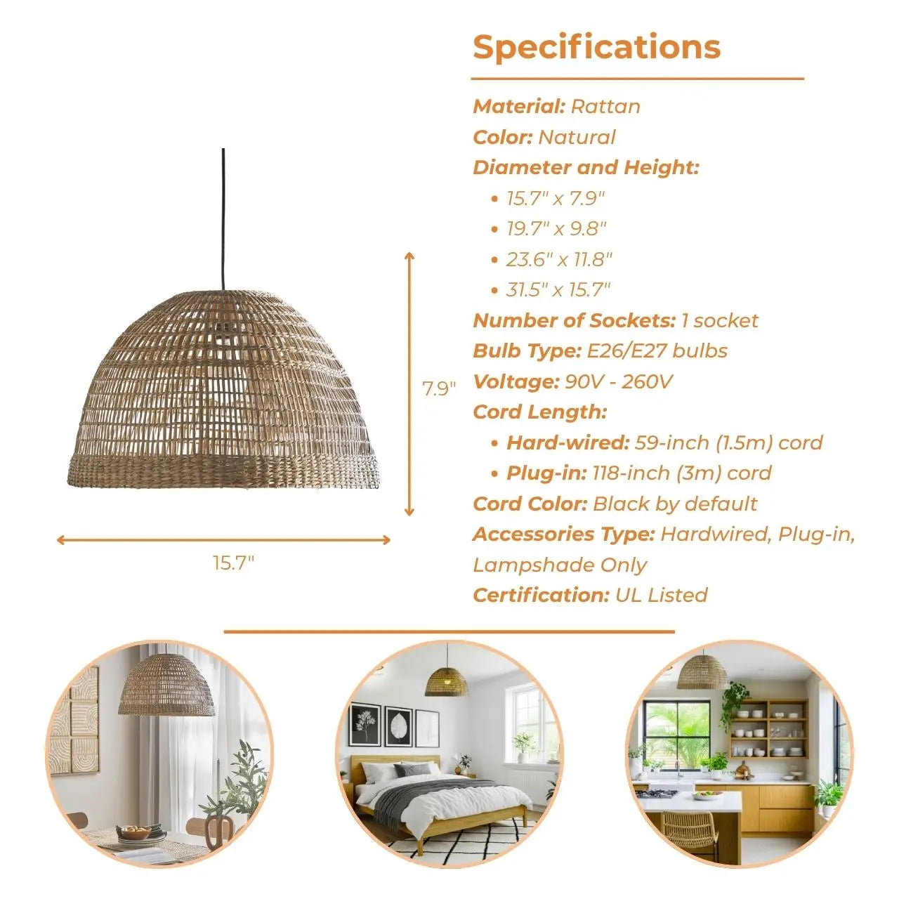 Modern rustic woven dome light combining contemporary style with organic texture.