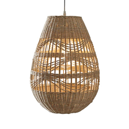 Modern Scandi-rattan egg pendant light, perfectly blending Nordic minimalism with warm natural fibers.