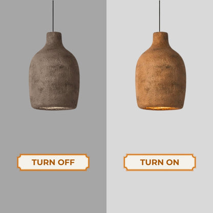Modern textured clay pendant light for a Japandi Zen living environment