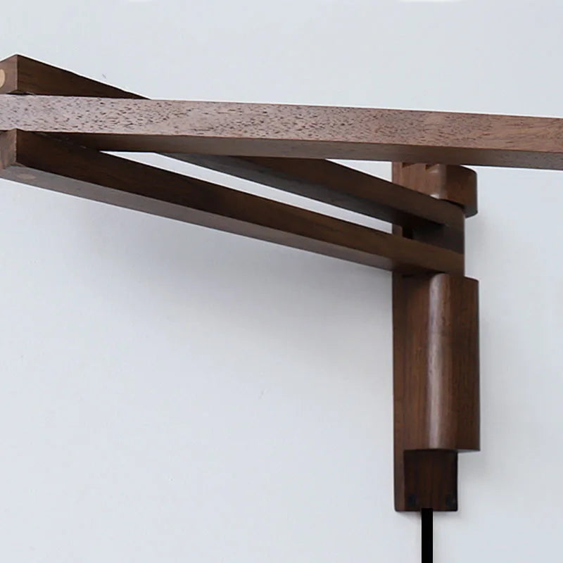 Wooden shelf bracket on a white background