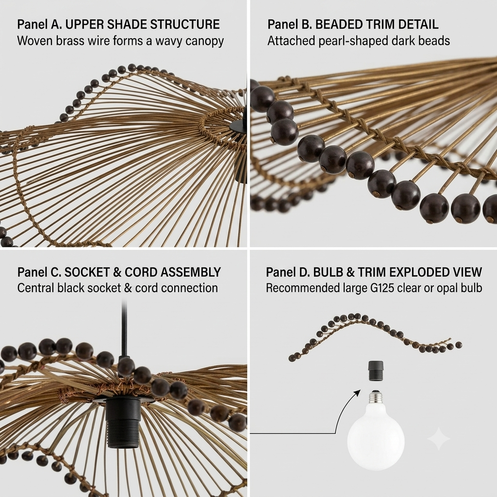 Handcrafted sculptural pendant fixture, organic look for eco-conscious households.
