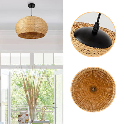 Set of natural texture rattan dome lights for a curated, harmonious home design