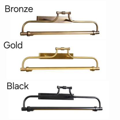 Three towel bar color options labeled Bronze, Gold, and Black on a white background.