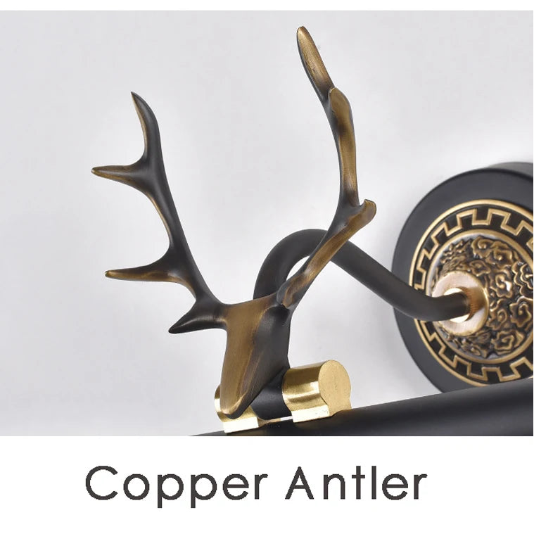 Nordic style wabi-sabi copper antler picture lamp for a minimalist bedroom interior