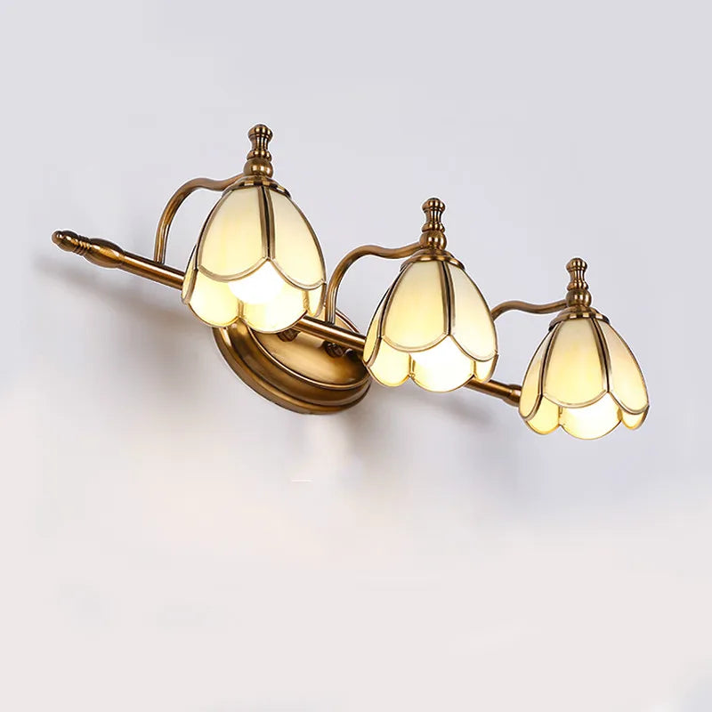Nordic style wabi-sabi copper tulip mirror lamp for a minimalist bedroom interior