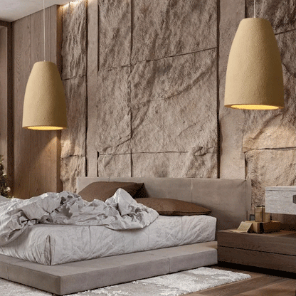 Nordic minimalist earthenware hanging lights with unique shapes for organic modern interior design.