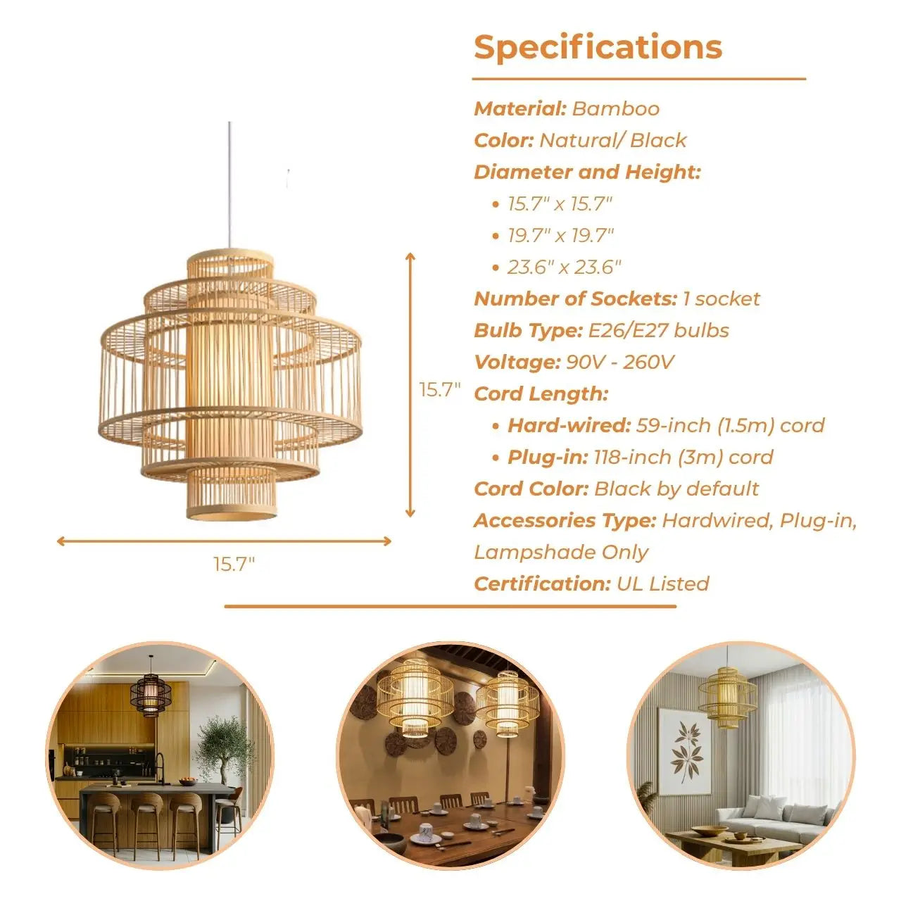 Nordic minimalist organic bamboo fixture for a clean, bright, and airy home look