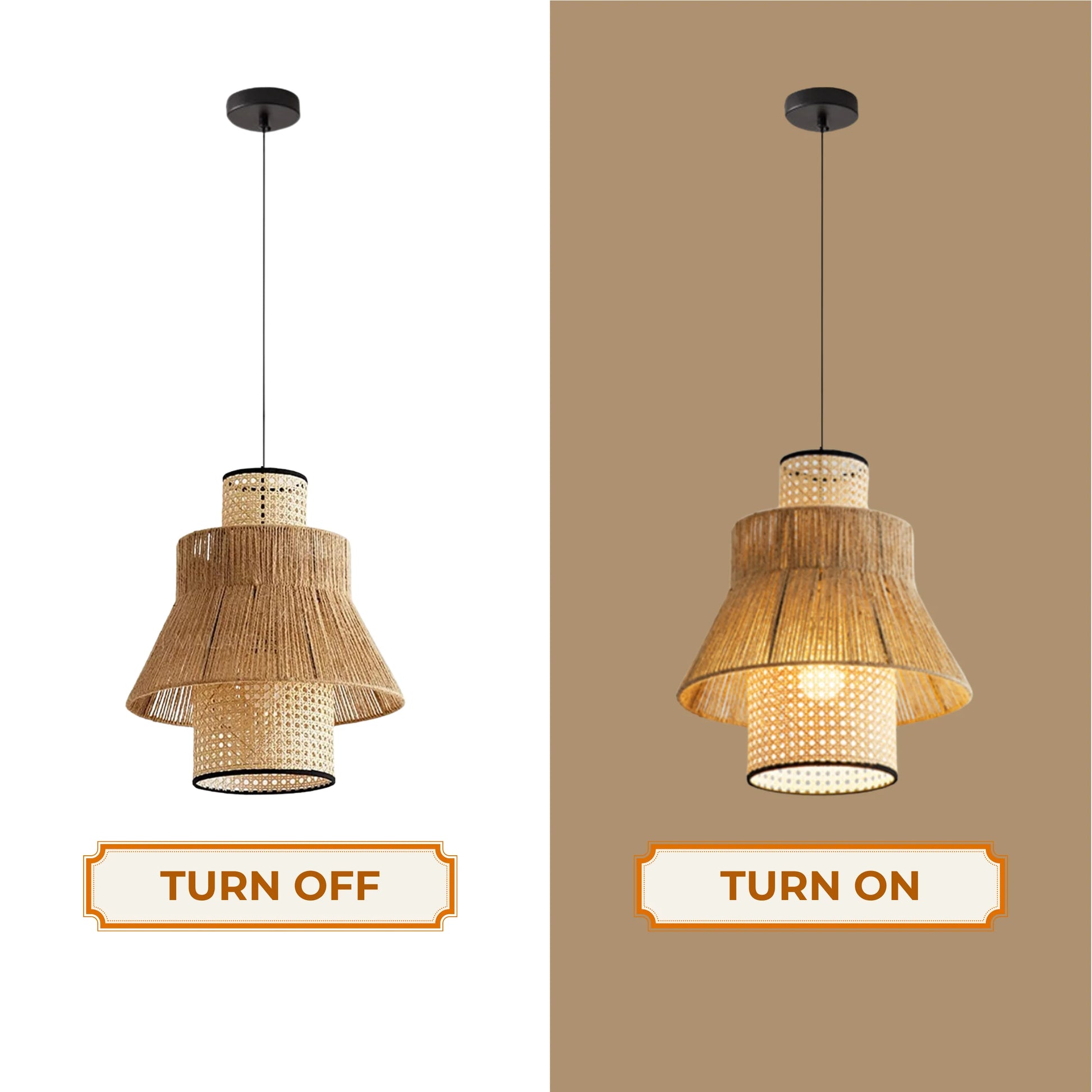 Nordic style layered jute and rattan lamp for cozy ambient lighting