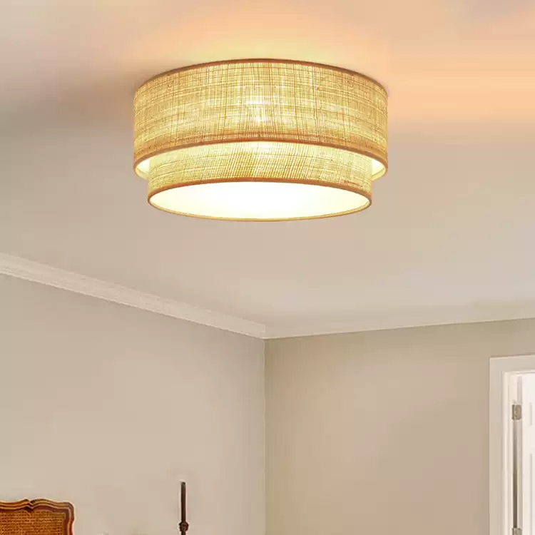 Organic Jute  textured flush light, a non-toxic and healthy lighting solution for your conscious home