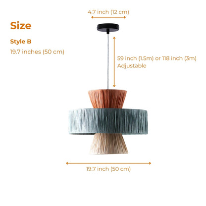 Organic raffia pendant light set showcasing artistic Wabi-Sabi craftsmanship