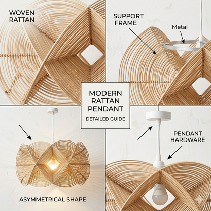 Unique organic rattan ceiling fixture providing a refined and natural look.