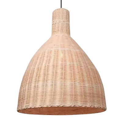 Organic Rattan weave bell ceiling fixture perfect for eco-friendly homes.Large Wicker Pendant Light