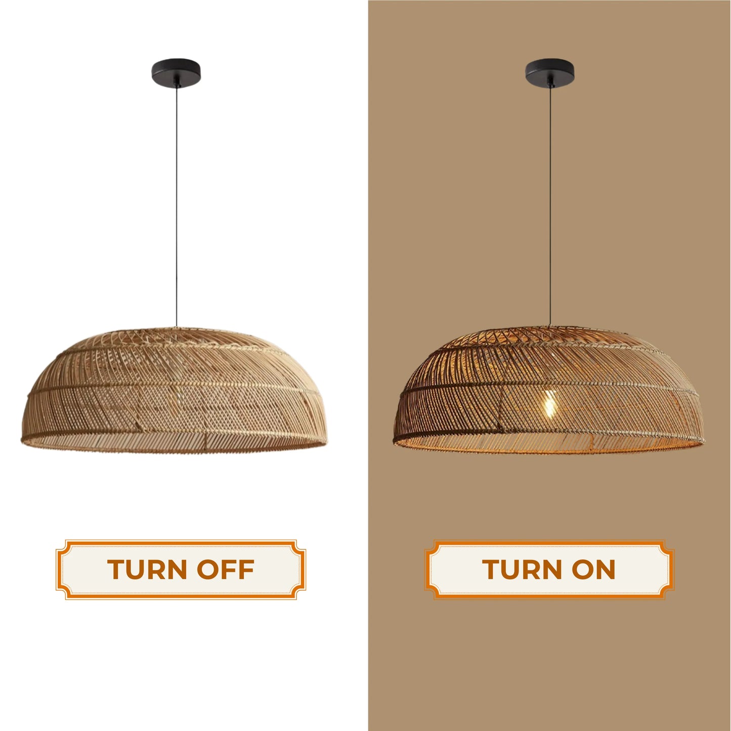 Organic texture rattan pendant light ideal for sophisticated design projects