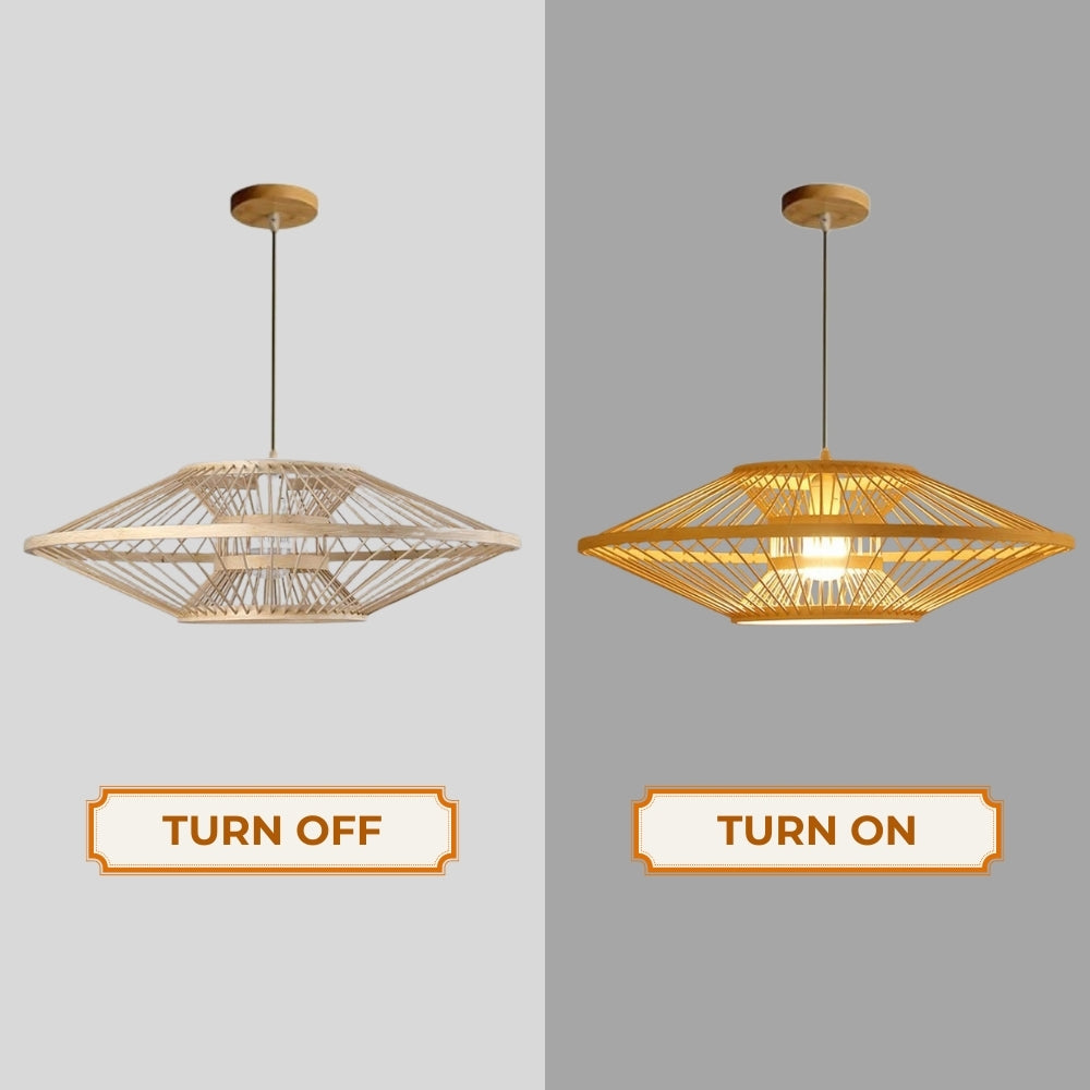 Organic Wabi-Sabi bamboo pendant light for kitchen interior design