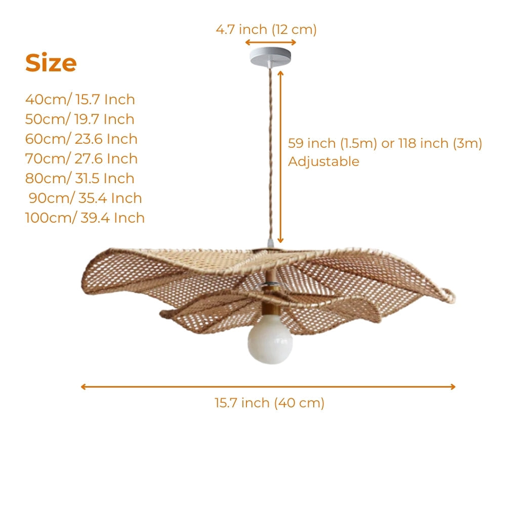 Organic Wabi-Sabi petal pendant light, a hand-woven artisan decor piece