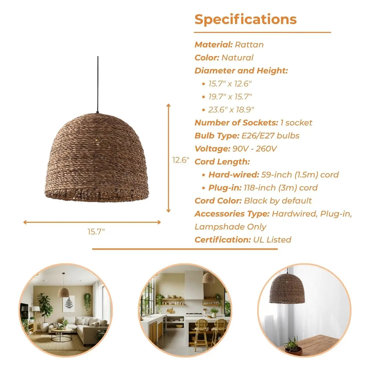 Sun-drenched sunroom featuring an organic handwoven fiber pendant lamp.
