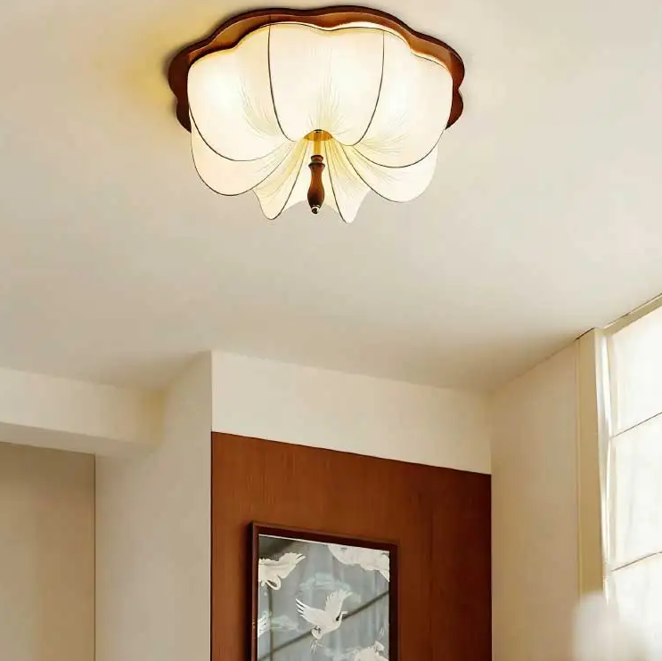Pendant light in Japandi style, featuring Wood Mix Cloth, ideal for Entryway lighting