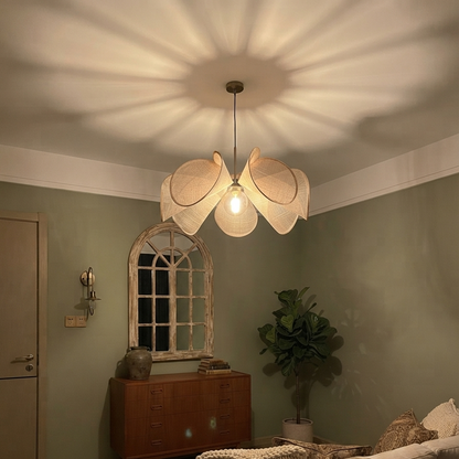 Pendant light in Modern style, crafted from Fabric, ideal for Living room decor, providing ambient and mood lighting with an organic, sculptural appeal.