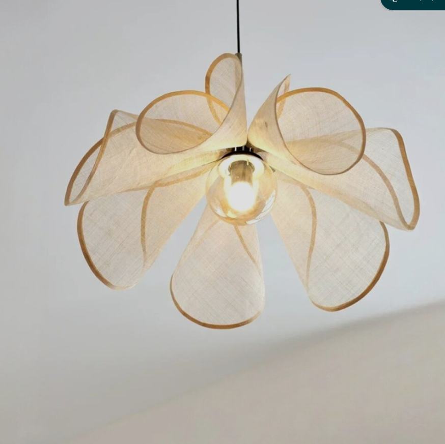 Pendant light in Modern style, crafted from Fabric, ideal for Living room decor, providing ambient and mood lighting with an organic, sculptural appeal.