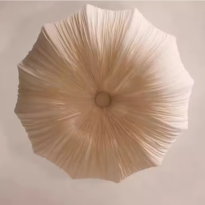 Pendant light with Organic modern aesthetic, made from Textile, ideal Dining table lamp for ambient and task lighting.