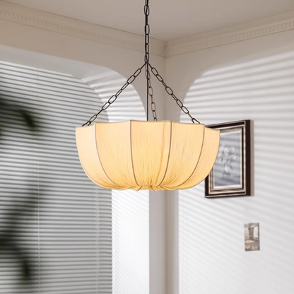 Pendant light in Scandinavian style, using Organic Fabric, creating beautiful sculptural lighting for your Home Decor.