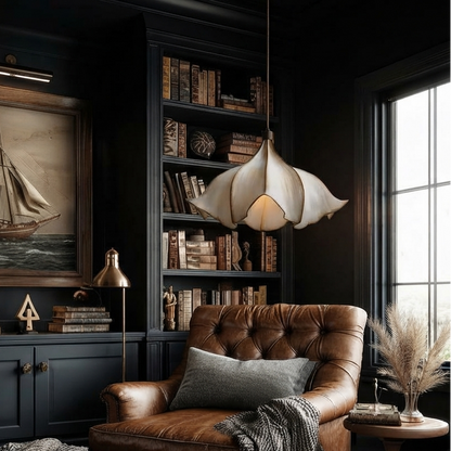 Pendant light in Scandinavian style, featuring Wood Mix Resin material, ideal for Interior Decor decor, providing ambient, task, and mood lighting.