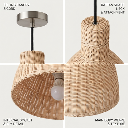Premium hand-knotted bamboo ceiling shade with a durable structure.