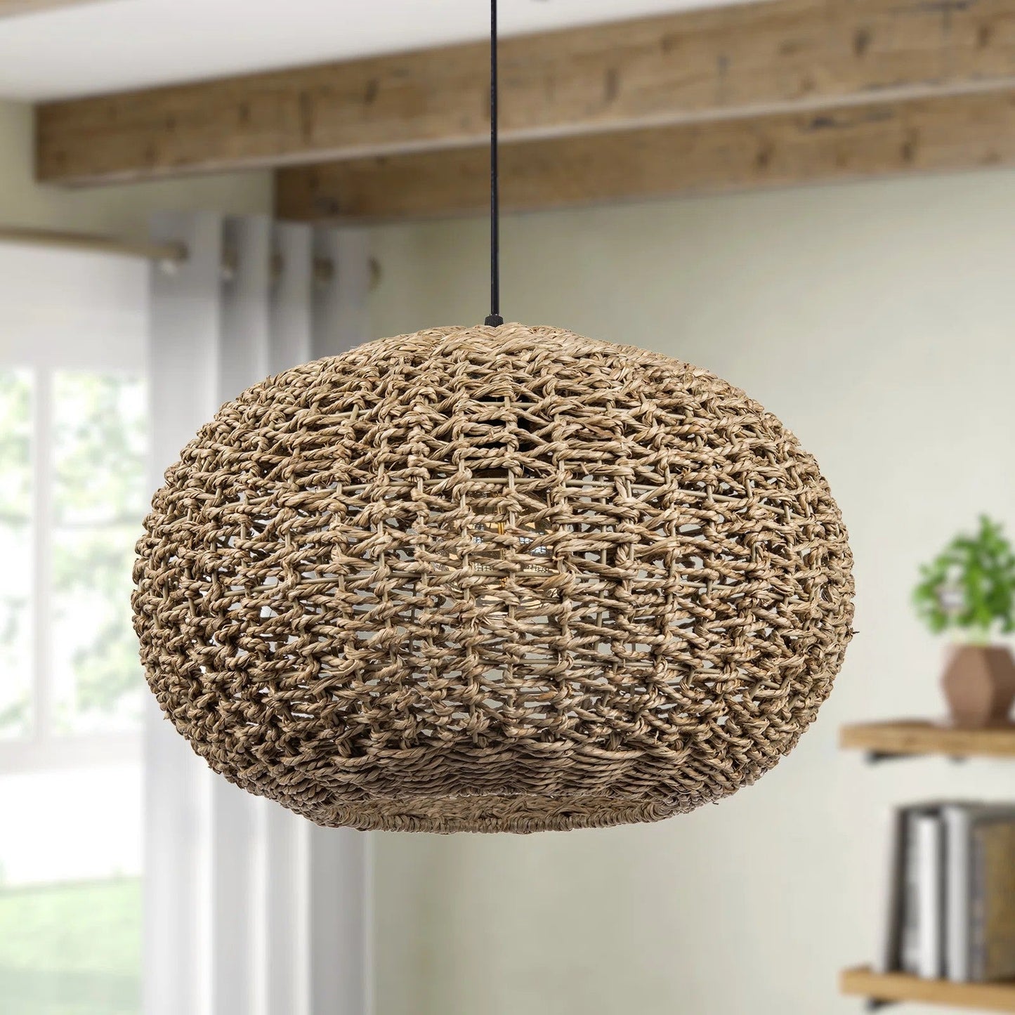 Handwoven high-quality jute pendant light with intricate natural weave