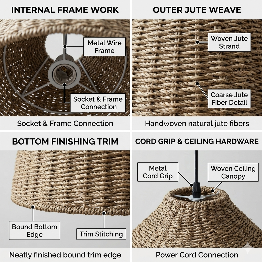Sustainable dome-shaped pendant light crafted from high-quality jute rope material.