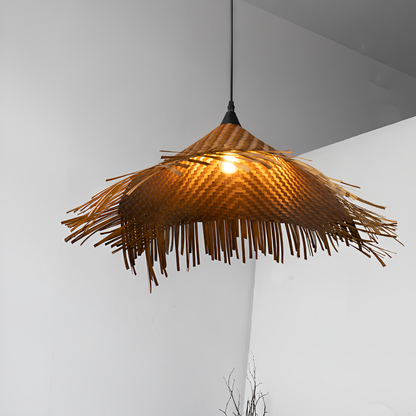 Premium natural bamboo straw shade, a 100% biodegradable and eco-friendly ceiling lighting choice.