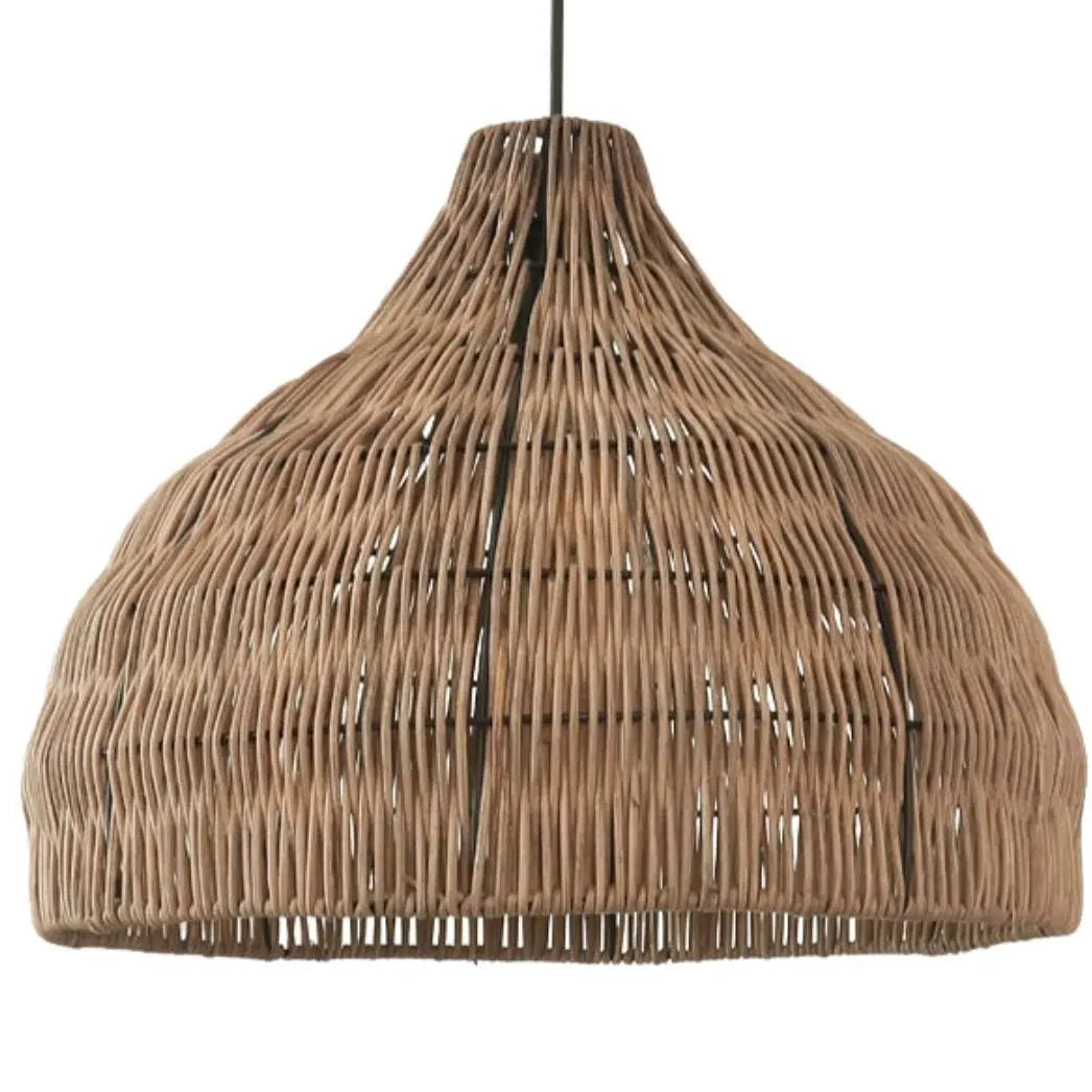 Premium rattan lattice pendant lamp featuring intricate hand-woven natural material construction.