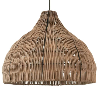 Premium rattan lattice pendant lamp featuring intricate hand-woven natural material construction.
