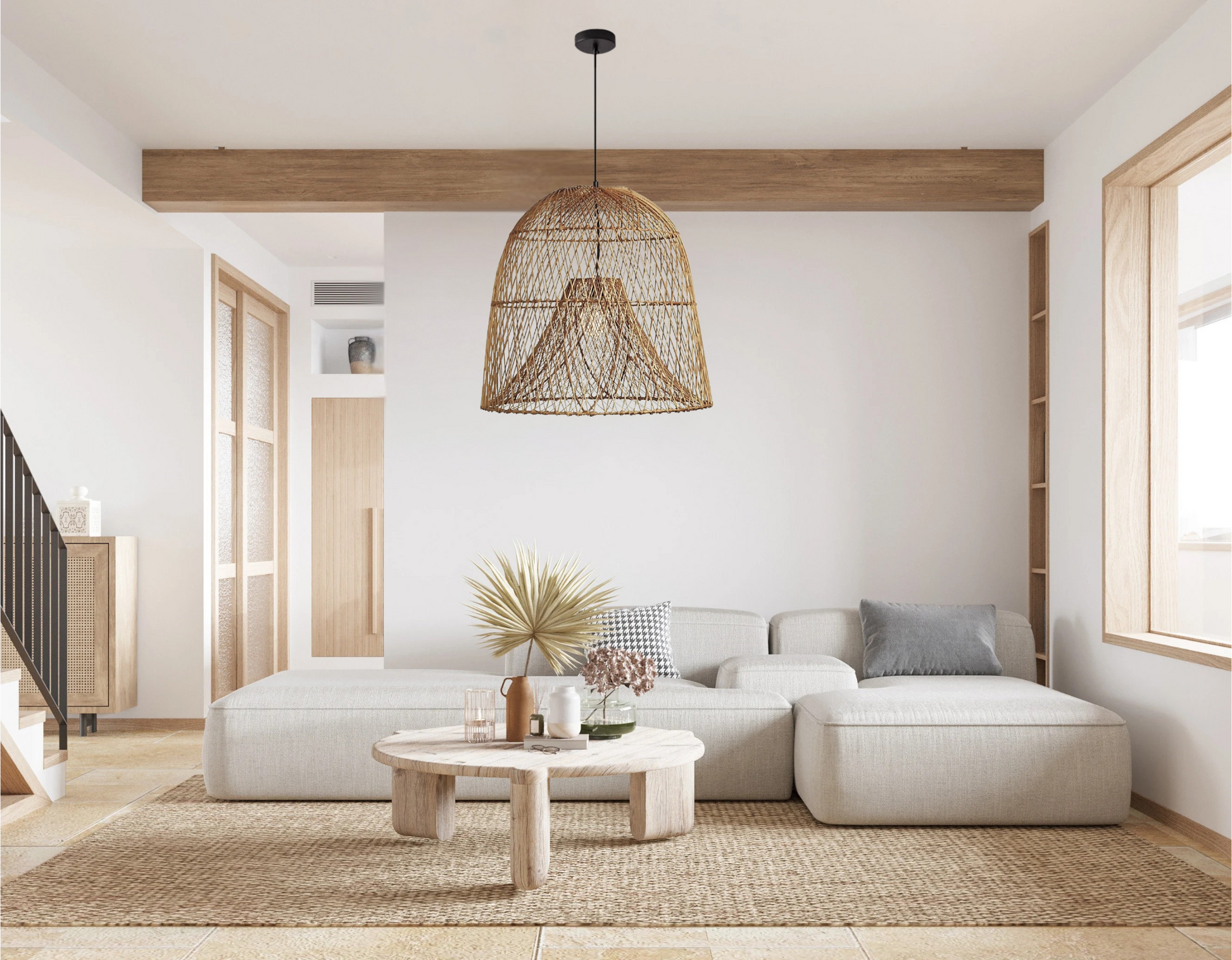 premium rattan living room chandelier with elegant natural weave