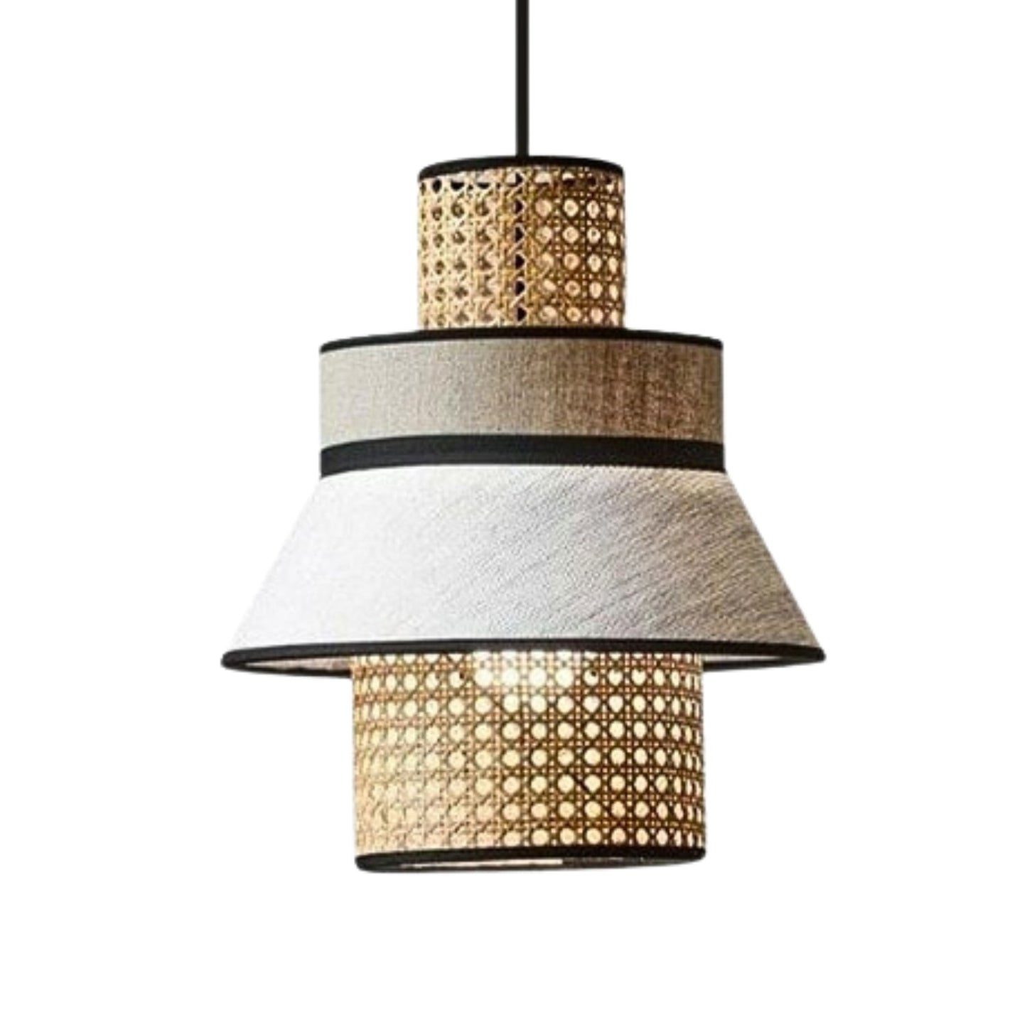 Hand-twisted pure rattan fiber pendant, designed for zero-waste and minimalist interior design.
