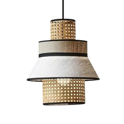 Hand-twisted pure rattan fiber pendant, designed for zero-waste and minimalist interior design.