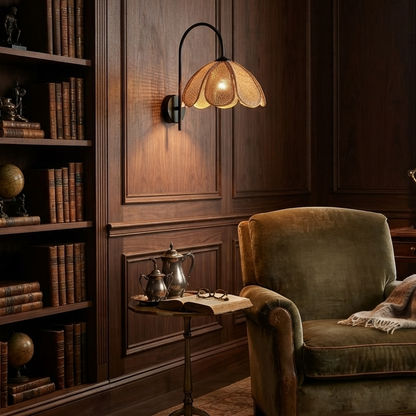 Functional rattan gooseneck lamp for cozy reading nook task lighting
