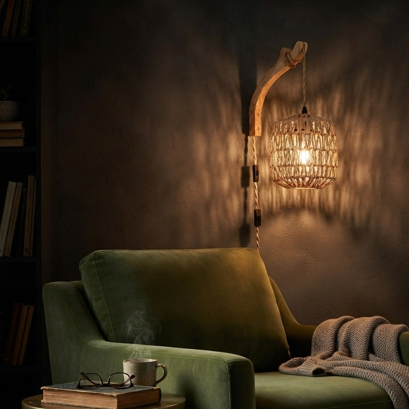 Focused hemp task light for comfortable home reading nooks