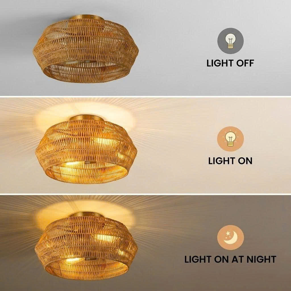 Renewable jute fiber flush mount, a safe and non-allergenic lighting choice for modern households.