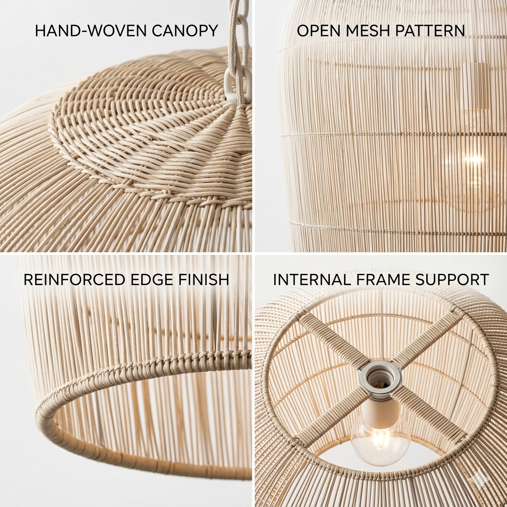 Renewable rattan fiber barrel mount, a safe and non-allergenic lighting choice for modern households.