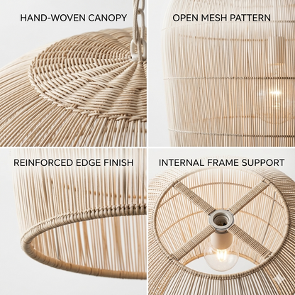 Renewable rattan fiber barrel mount, a safe and non-allergenic lighting choice for modern households.